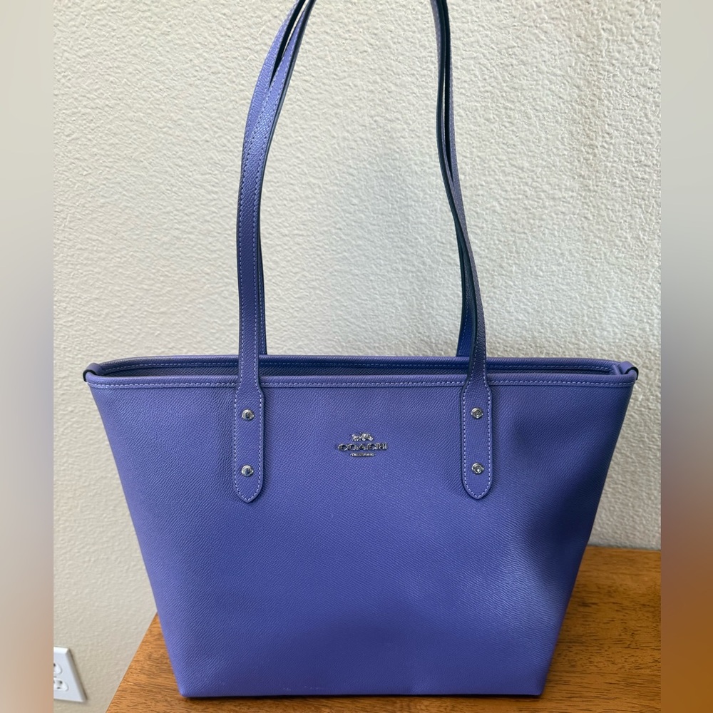 Coach purse city zip tote bag shoulder purple authentic designer zippered